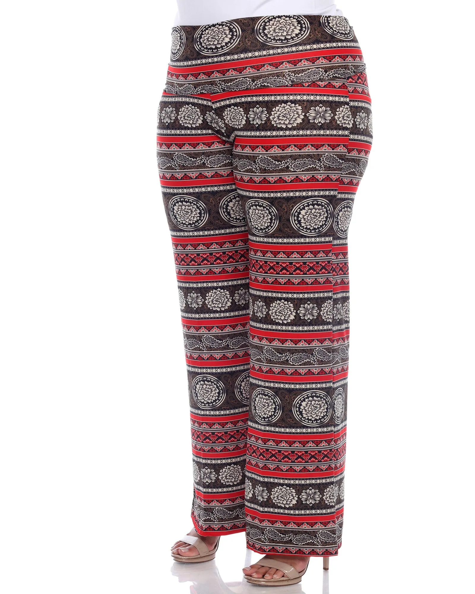 Printed  Palazzo Pants | Round Red