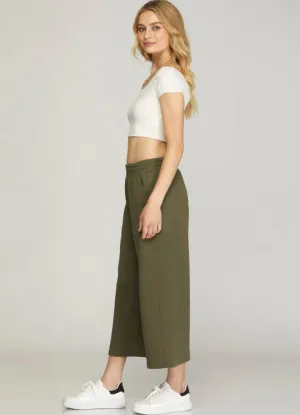 Quilted Knit Capris in Olive by She   Sky