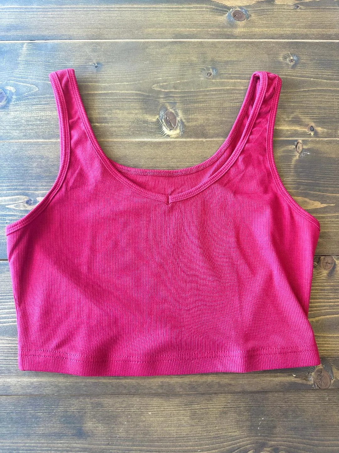 Ribbed Knit Sleeveless Crop Top  - Racing Red