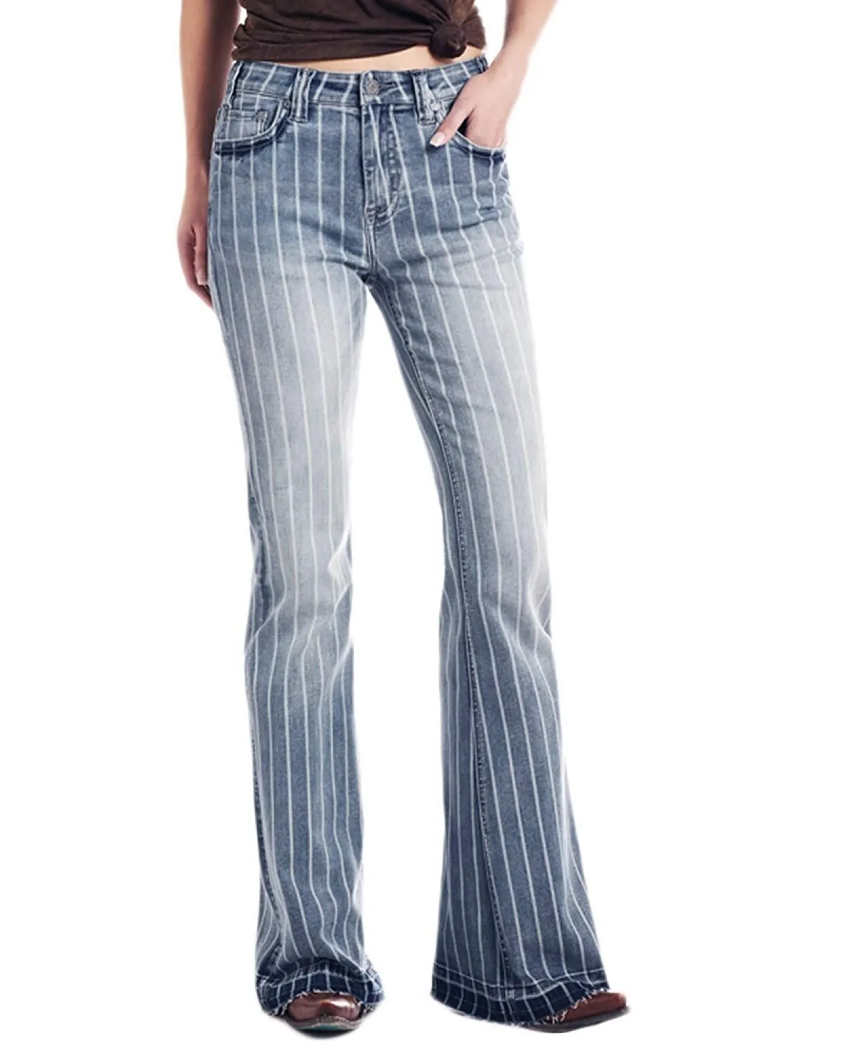 Rock N Roll Cowgirl Womens Rock and Roll High Rise Striped Trouser