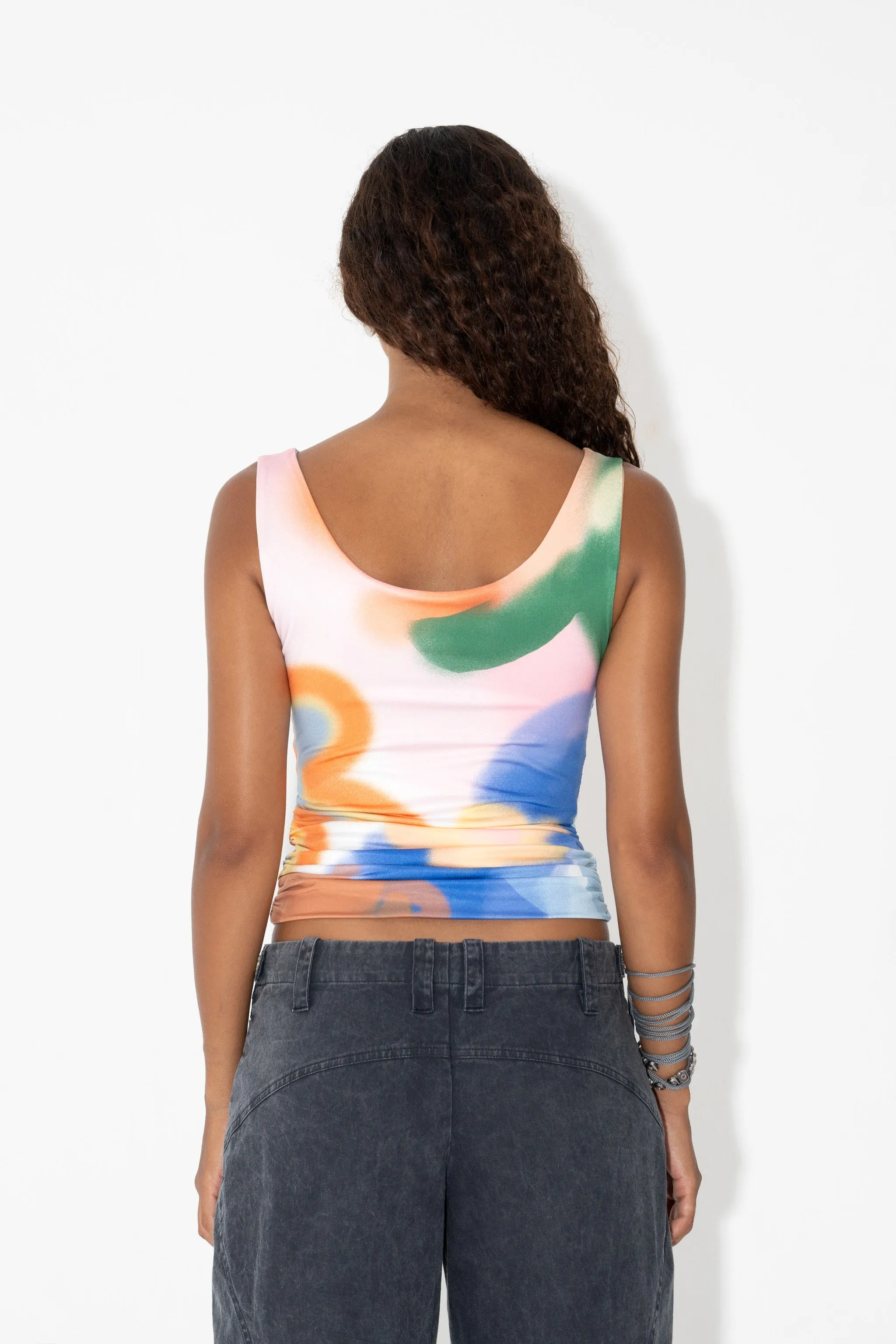 RUCHED TANK in Graffiti Flower