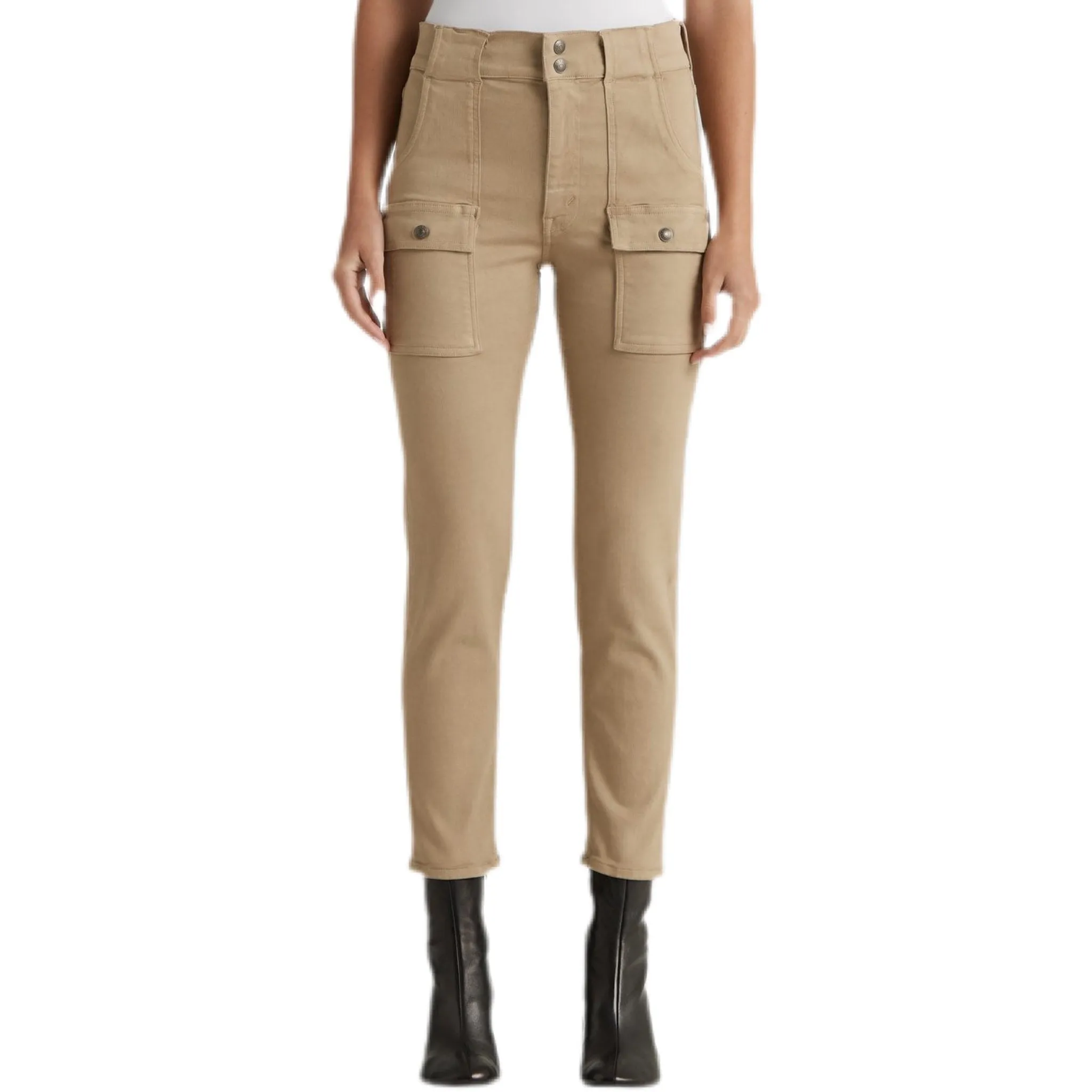 Rylee High Rise Cargo Pant - Beige.