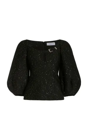 Siro Sequin Top in Black Virgin Wool