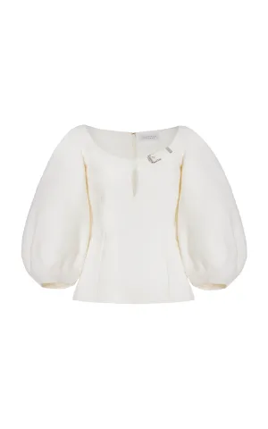 Siro Sequin Top in Ivory Virgin Wool