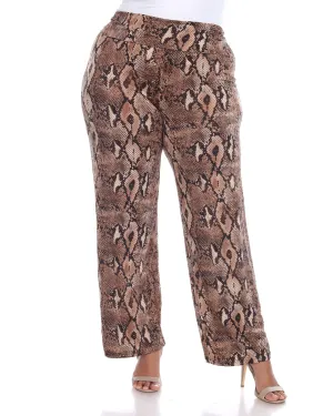 Snake Print Palazzo Pants | Brown Snake