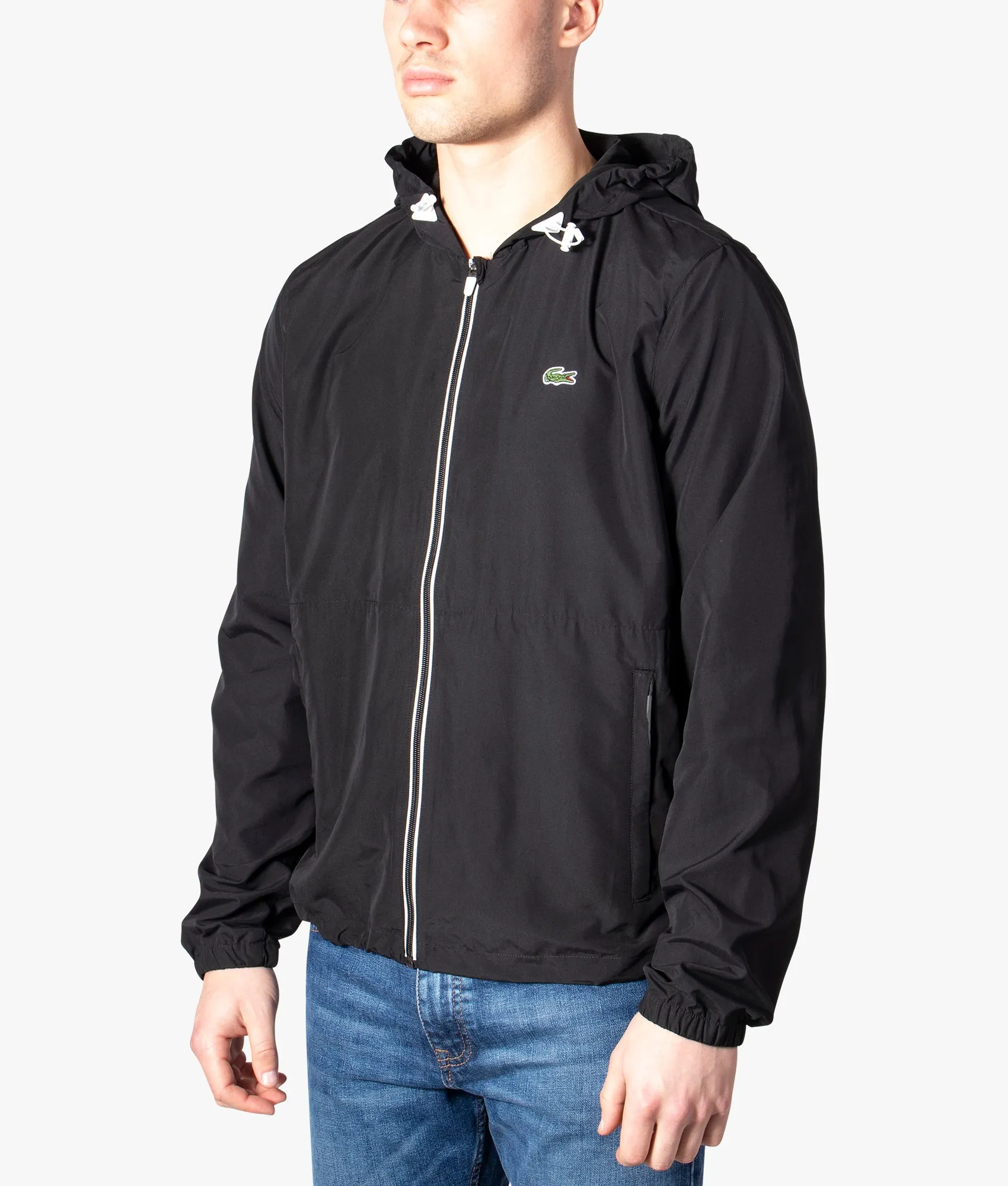 Taped Zip Through Hooded Windbreaker Jacket