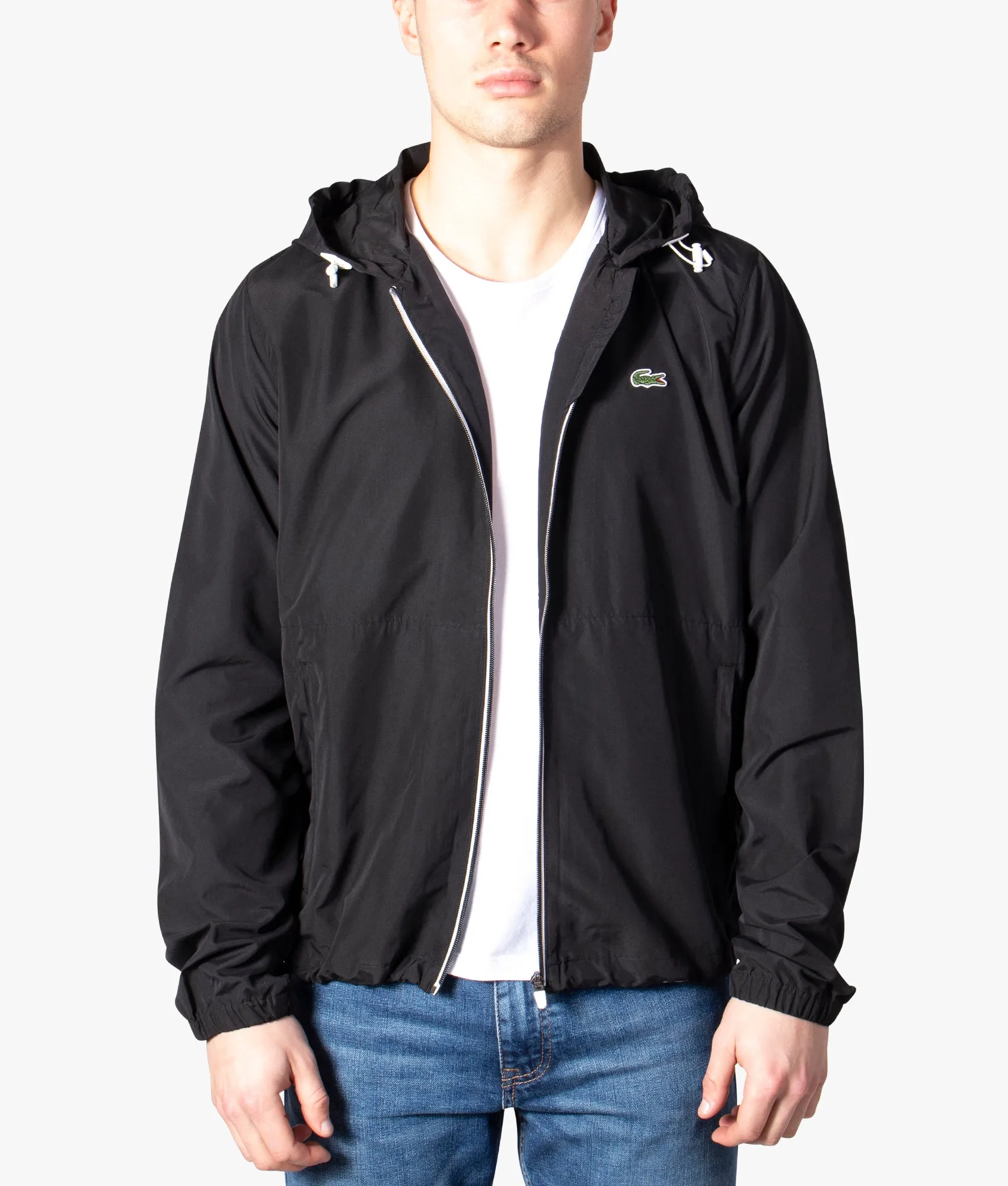 Taped Zip Through Hooded Windbreaker Jacket