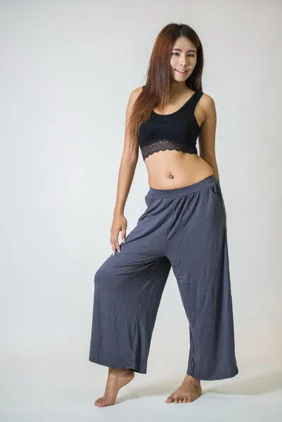 Thai Organic Cotton Wide Leg Palazzo Pants Grey