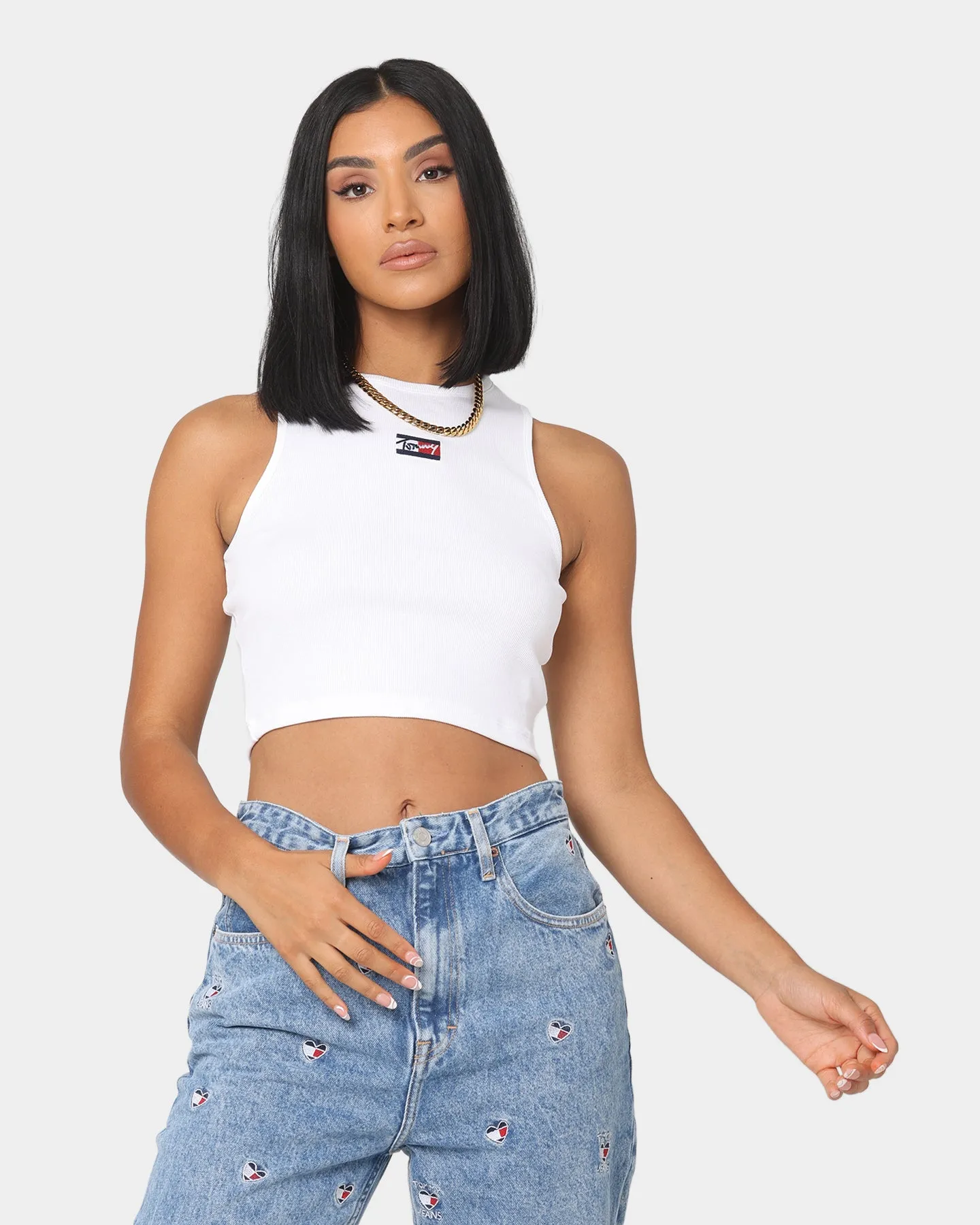 Tommy Jeans Women's Tiny Tommy 1 Crop Tank White