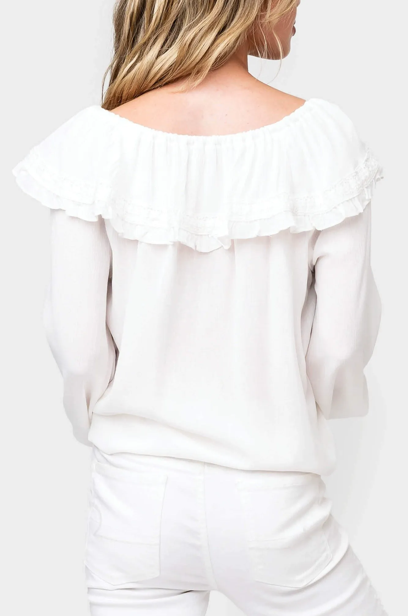 Trimmed Collar Button Front Blouse