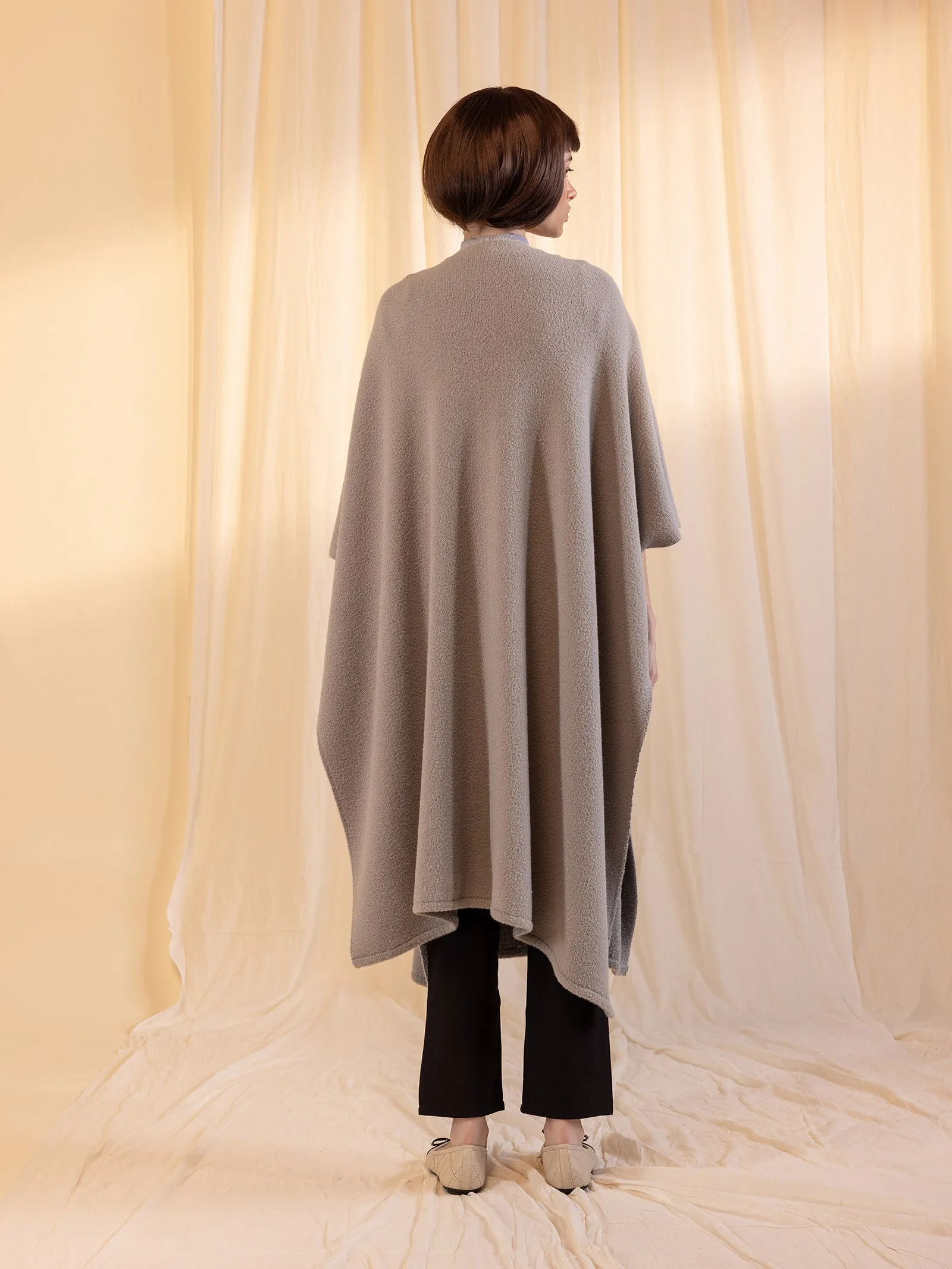 Woolen Reversible Plain Cape - Oyster